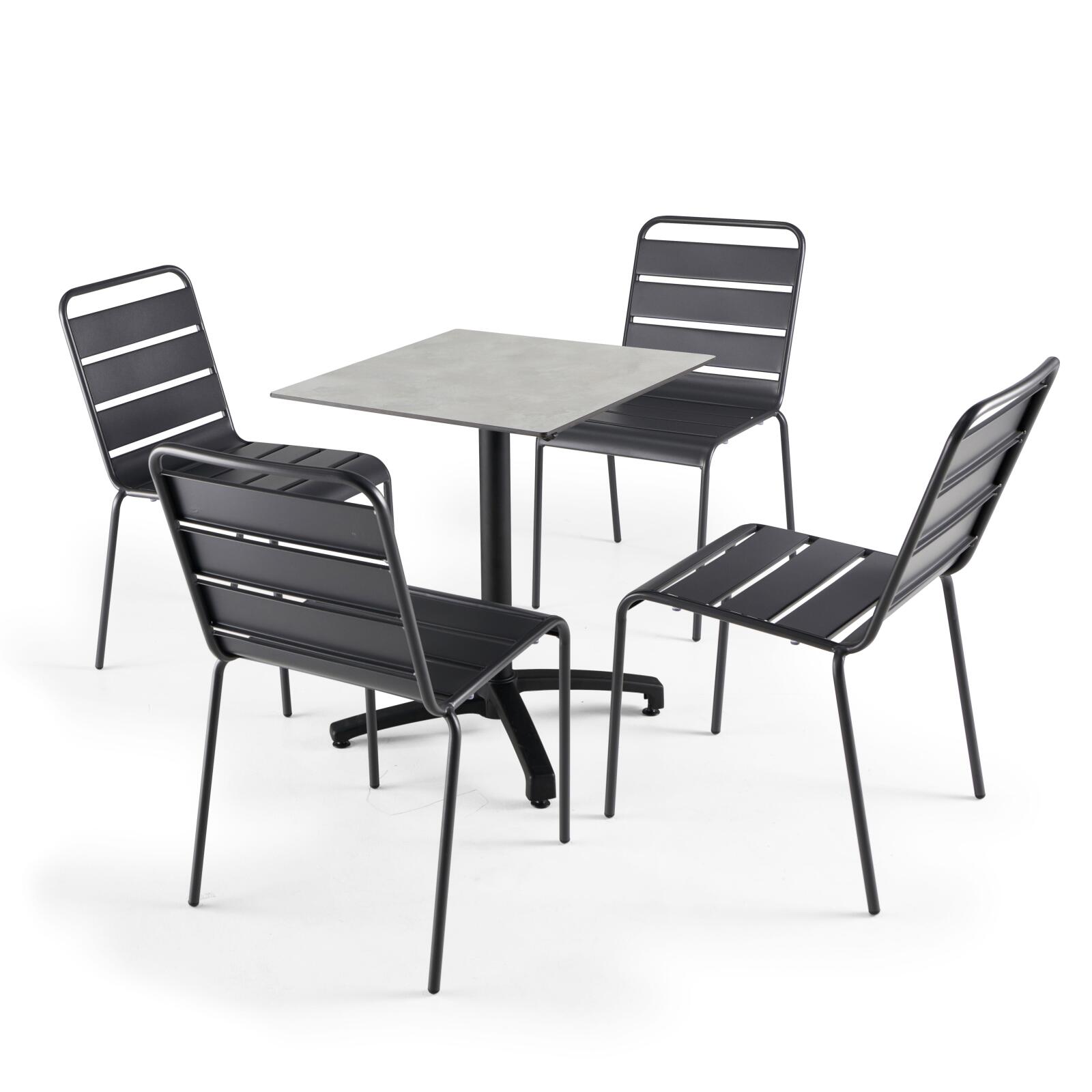 Quadratischer Gartentisch 60 x 60 cm mit neigbarer HPL-Oberfläche 