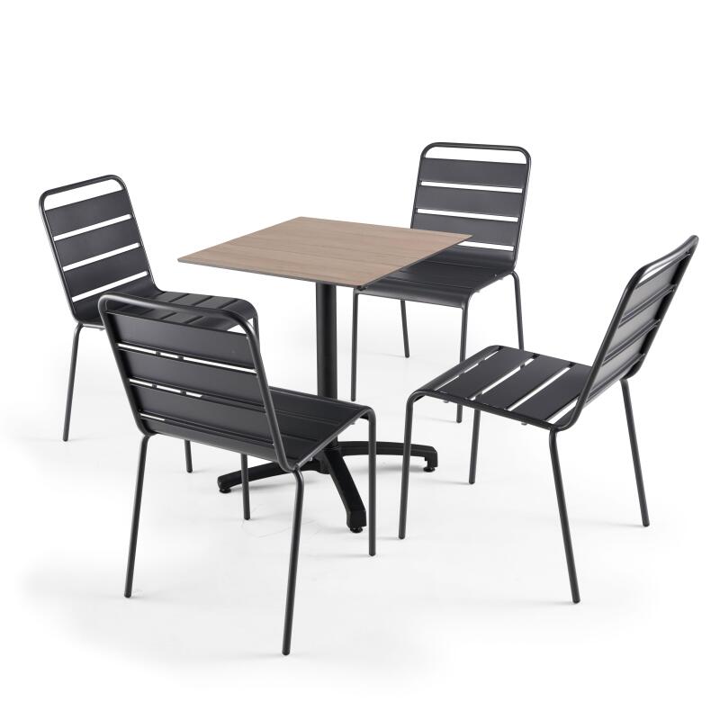 Quadratischer Gartentisch 60 x 60 cm mit neigbarer HPL-Oberfläche