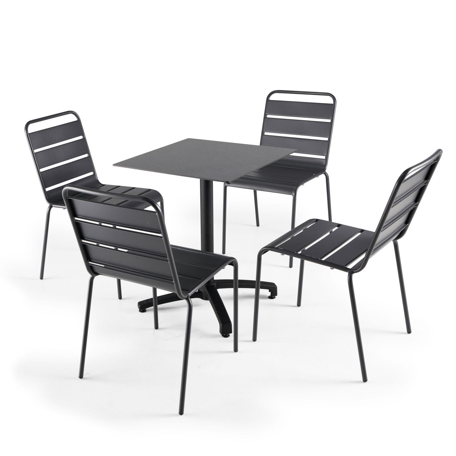 Quadratischer Gartentisch 60 x 60 cm mit neigbarer HPL-Oberfläche 