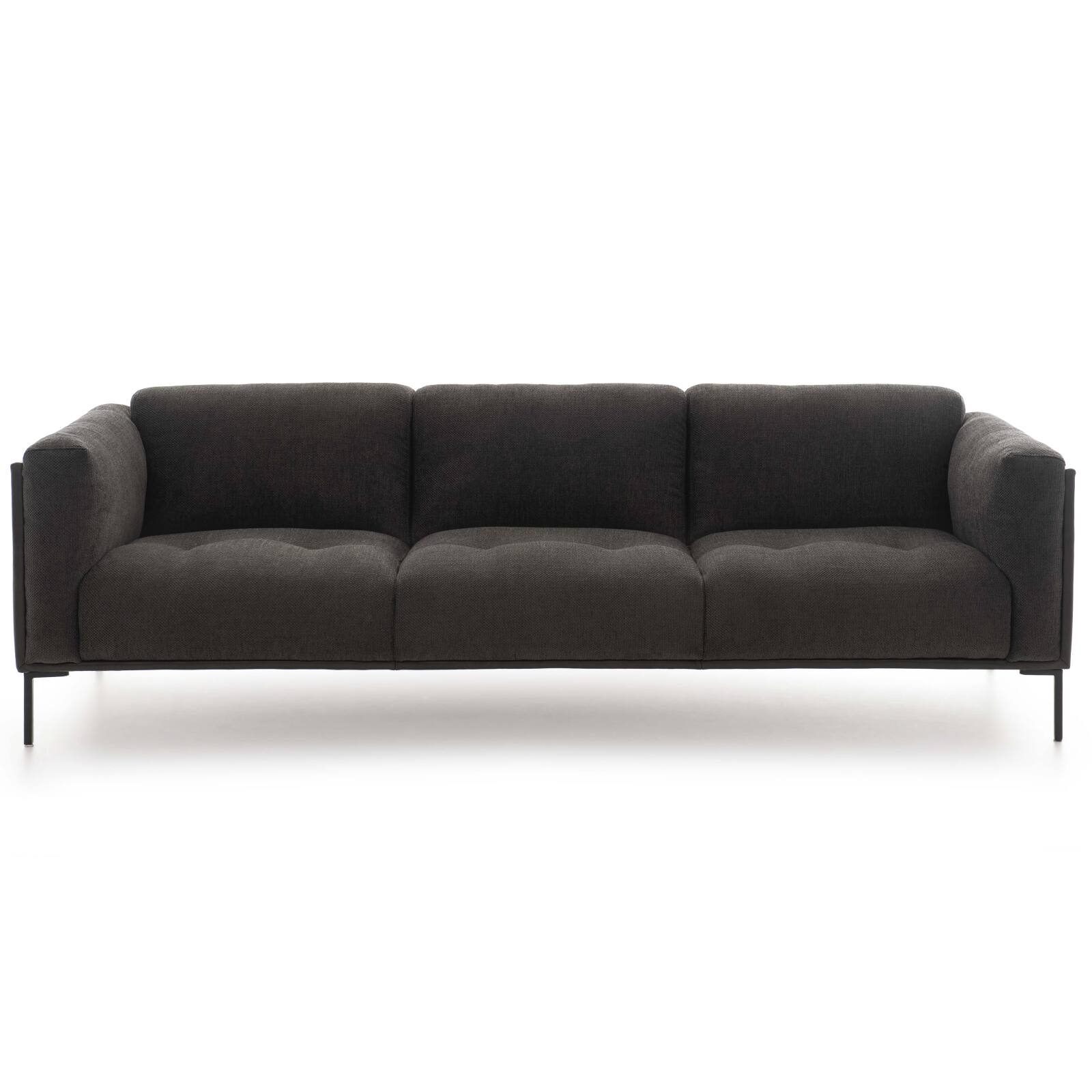 Großes Sofa aus zweierlei Materialien, Leder und meliertem Stoff, für 4 Personen 