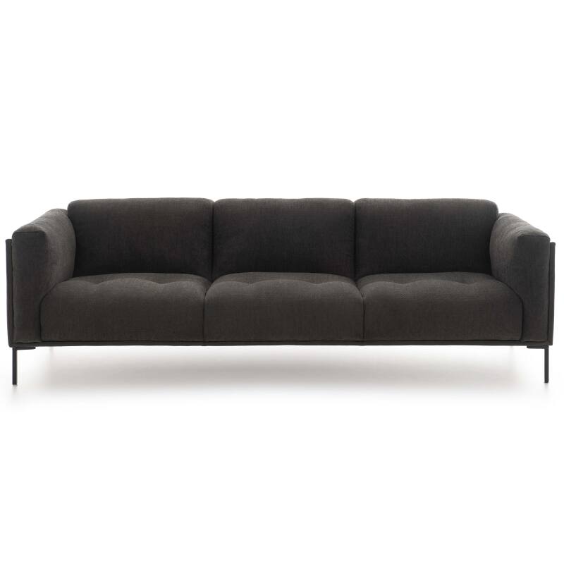Großes Sofa aus zweierlei Materialien, Leder und meliertem Stoff, für 4 Personen 