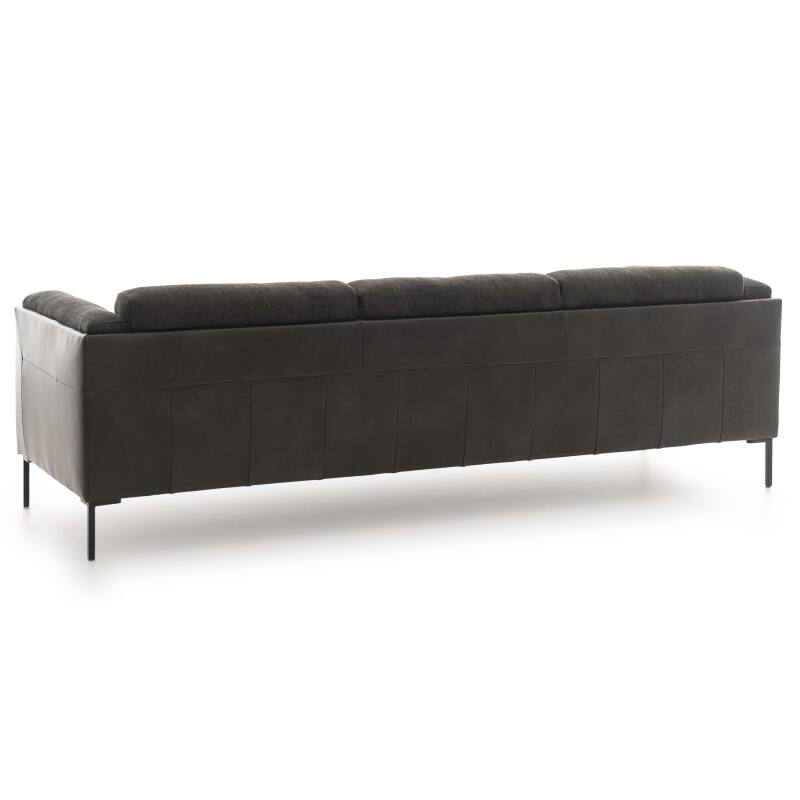 Großes Sofa aus zweierlei Materialien, Leder und meliertem Stoff, für 4 Personen 
