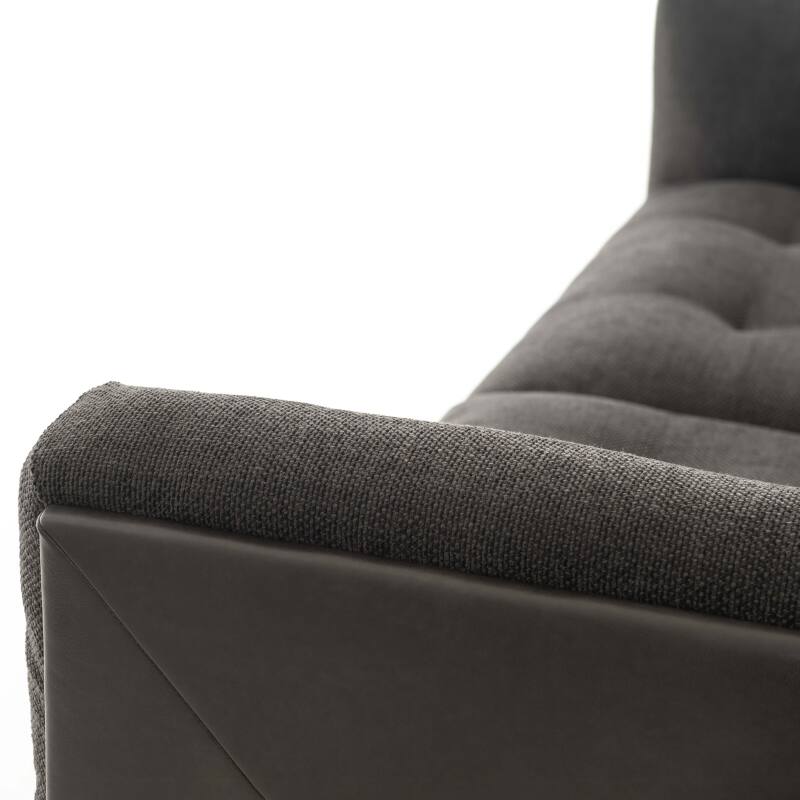 Großes Sofa aus zweierlei Materialien, Leder und meliertem Stoff, für 4 Personen