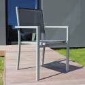 Rechteckiger Gartentisch 180 x 90 cm mit Glasplatte, 6 Stühlen und 2 Stühlen mit Armlehnen