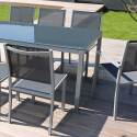 Rechteckiger Gartentisch 180 x 90 cm mit Glasplatte, 6 Stühlen und 2 Stühlen mit Armlehnen