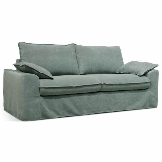 Sofa 3-Sitzer aus Strukturstoff abnehmbar mit Kissen | Oviala
