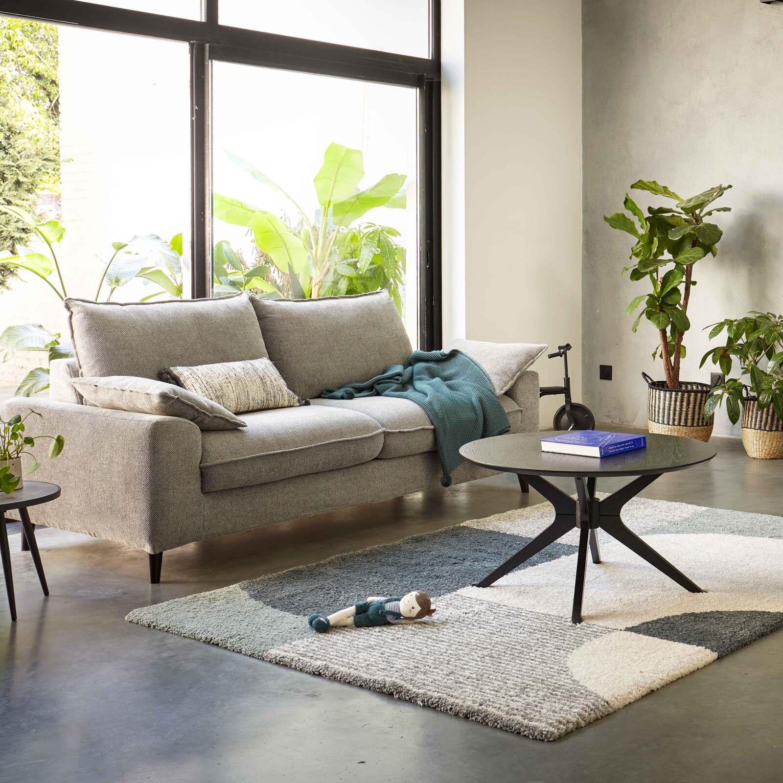 Dreisitzer-Sofa aus meliertem Stoff