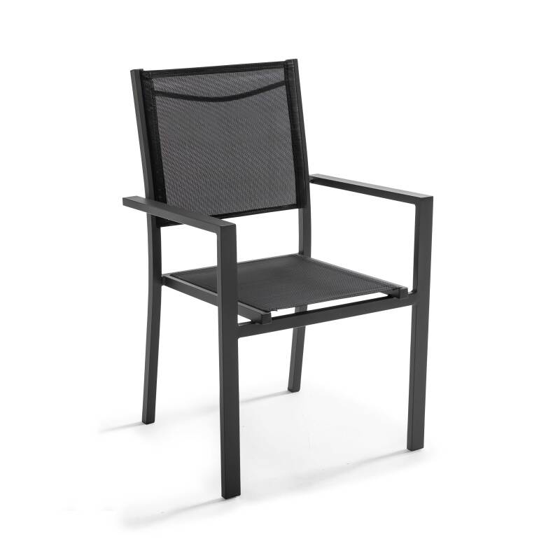 Rechteckiger Gartentisch 180 x 90 cm mit Glasplatte, 6 Stühlen und 2 Stühlen mit Armlehnen