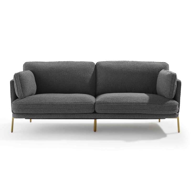 Dreisitzer-Sofa aus FSC®-zertifiziertem Holz und Bouclé-Stoff