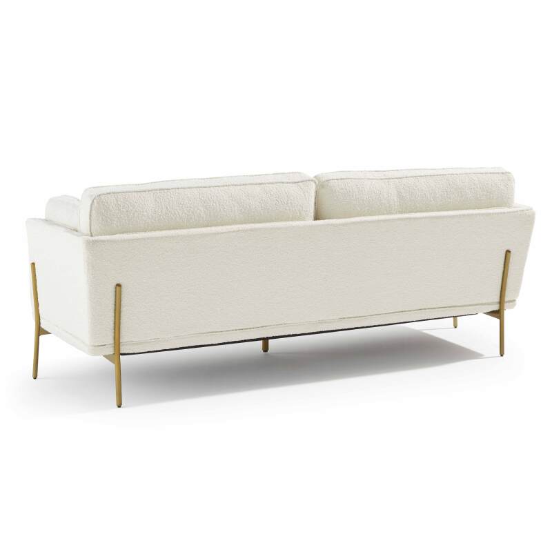 Dreisitzer-Sofa aus FSC®-zertifiziertem Holz und Bouclé-Stoff