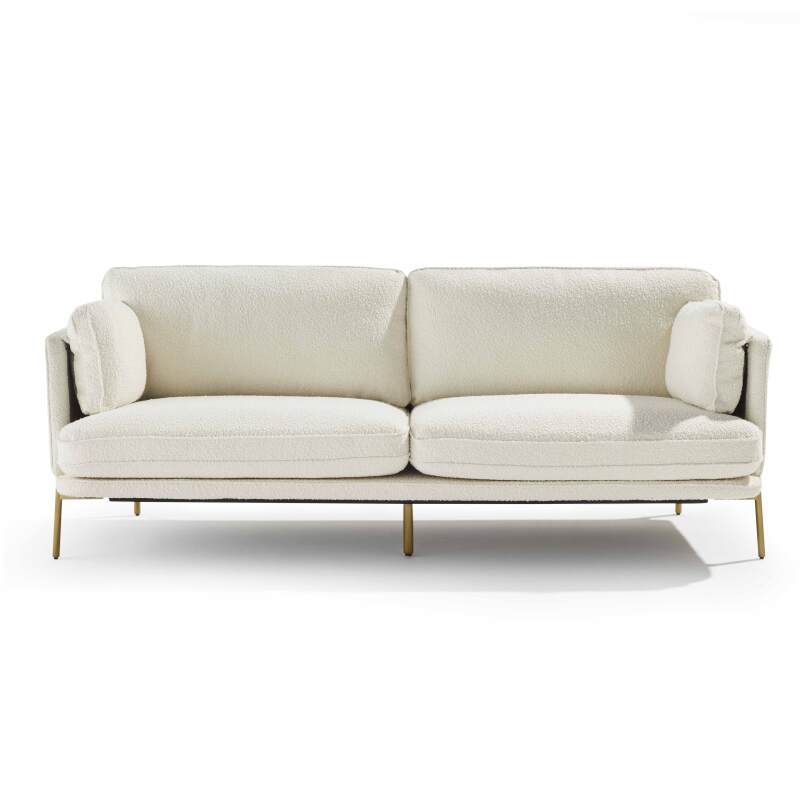 Dreisitzer-Sofa aus FSC®-zertifiziertem Holz und Bouclé-Stoff