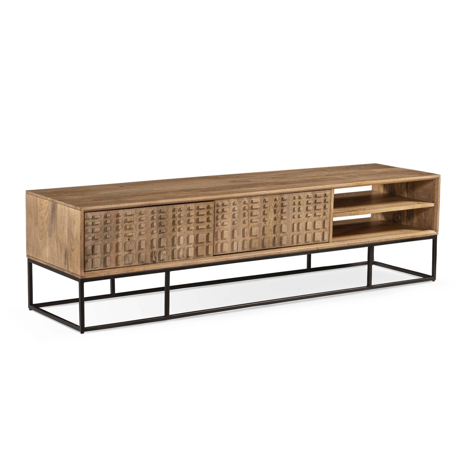 TV-Möbel aus massivem geschnitztem Mangoholz, 175 cm lang 