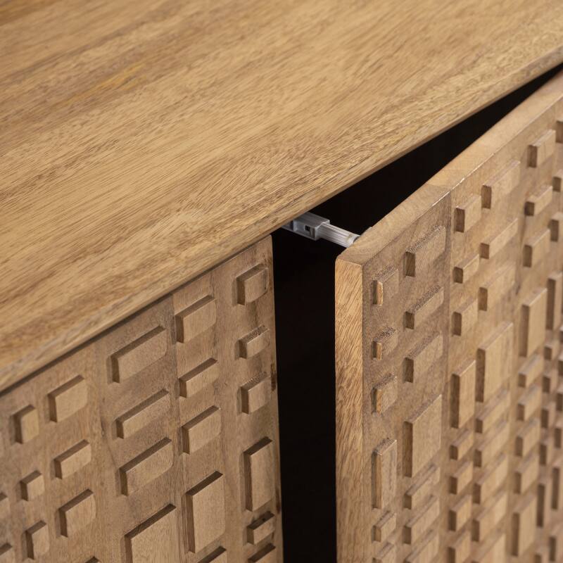 TV-Möbel aus massivem geschnitztem Mangoholz, 175 cm lang  (5/6)