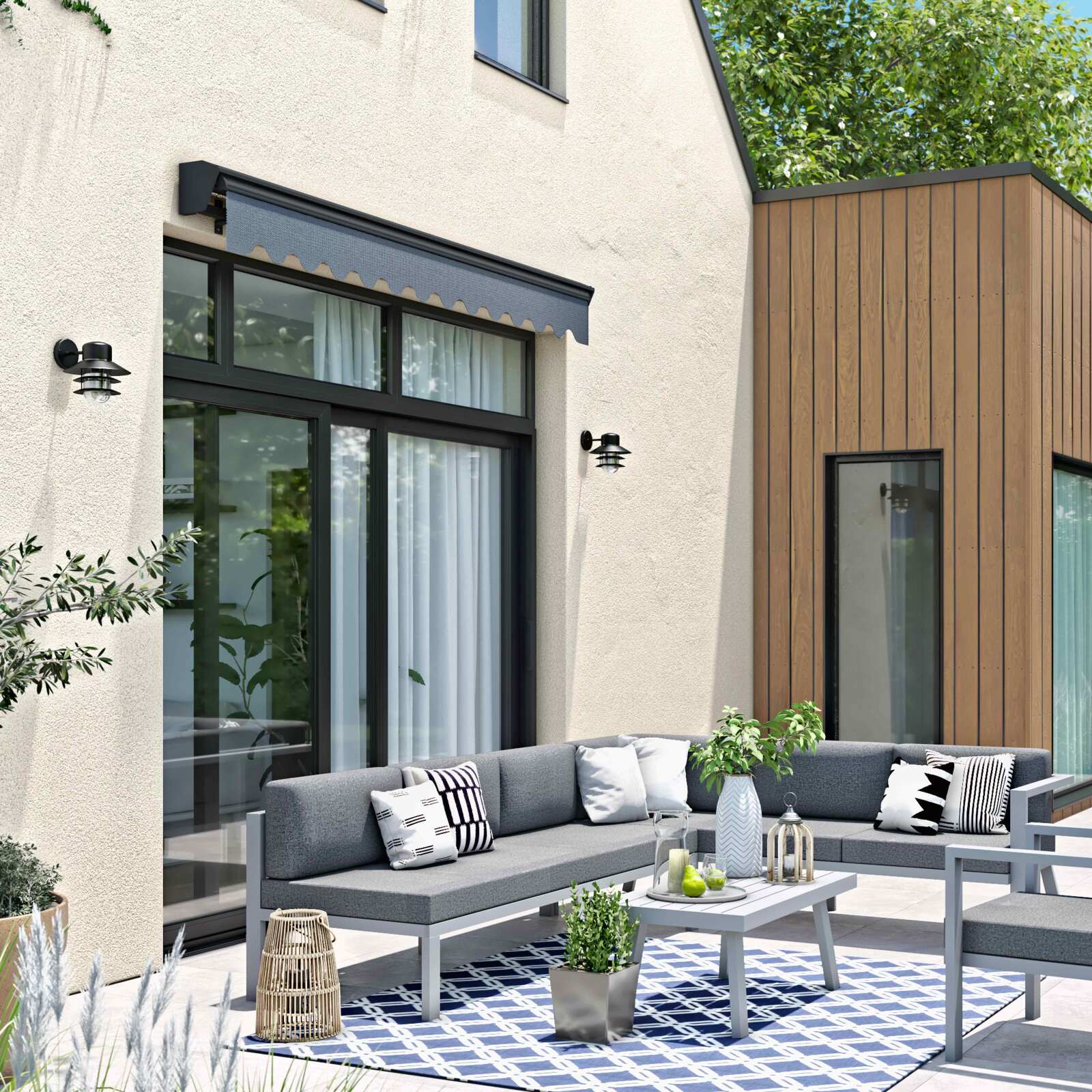 Markisenladen 2,50 x 2 m mit halbintegriertem Kasten 