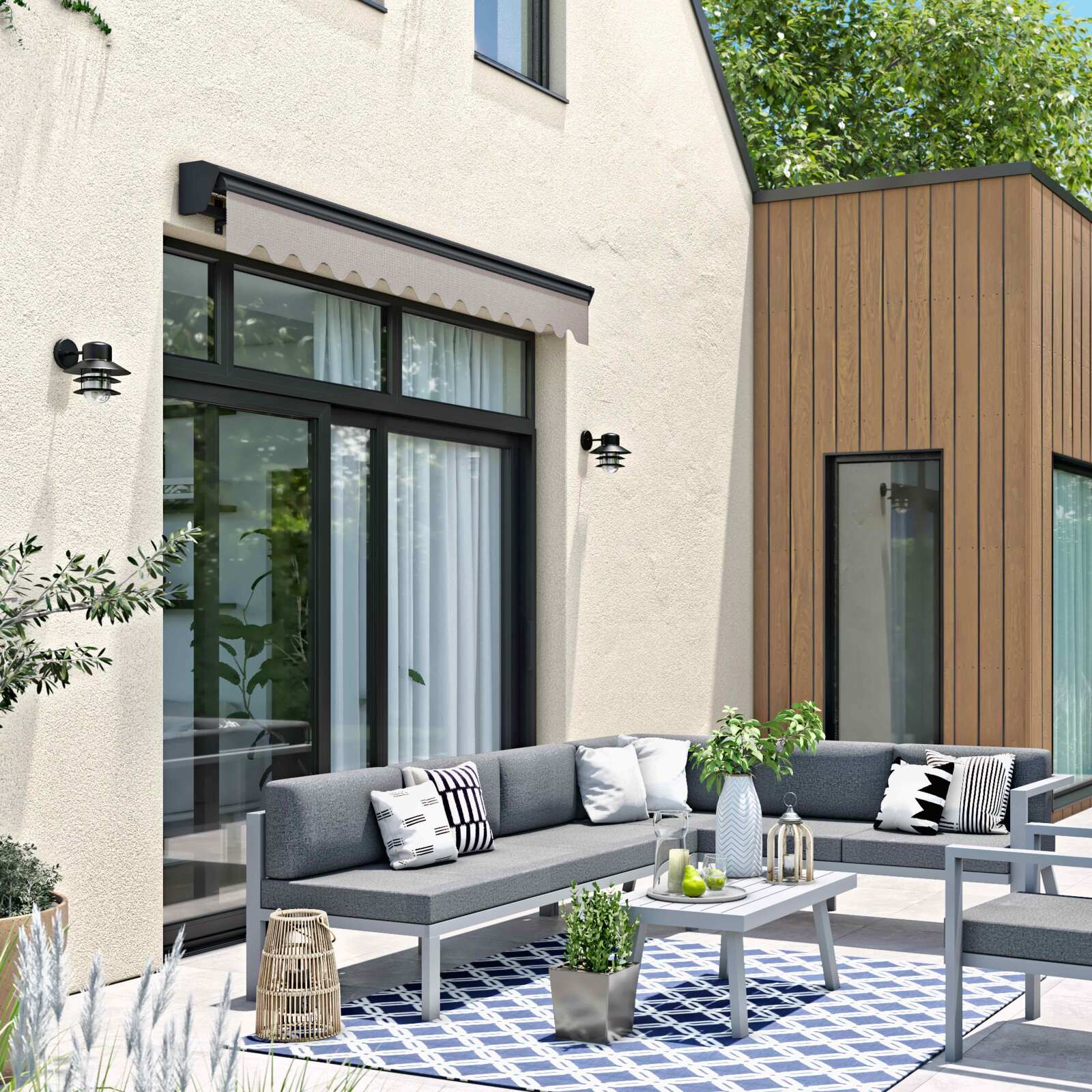 Markisenladen 2,50 x 2 m mit halbintegriertem Kasten 