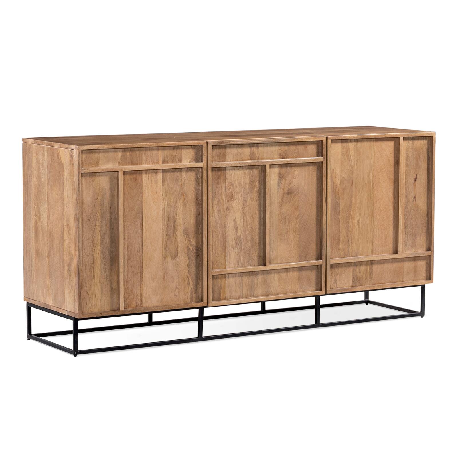 Massiver Mangoholz-Buffetschrank mit 3 Türen, 160 cm breit 
