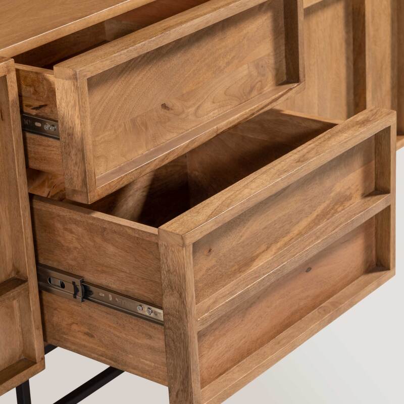 TV-Möbel mit Schublade und Tür aus massivem Mangoholz, 140 cm  (5/7)
