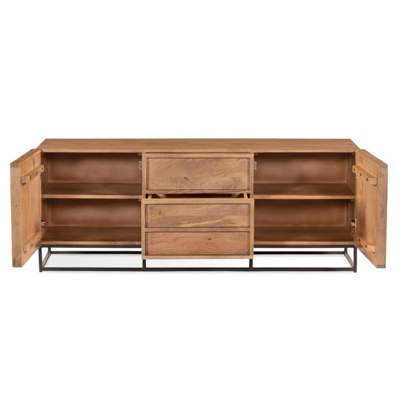 TV-Möbel mit Schublade und Tür aus massivem Mangoholz, 140 cm  (2/7)