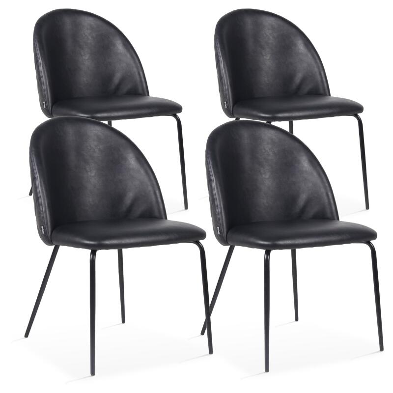 Set von 4 Esszimmerstuhl aus beschichtetem Textil und FSC®-zertifiziertem Holz 