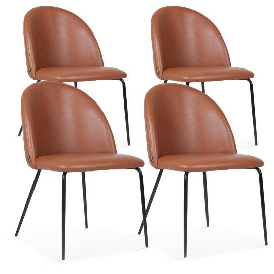 Set von 4 Esszimmerstuhl aus beschichtetem Textil und FSC®-zertifiziertem Holz