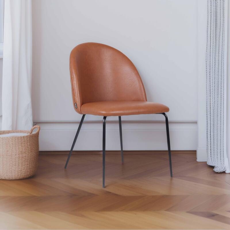 Set von 4 Esszimmerstuhl aus beschichtetem Textil und FSC®-zertifiziertem Holz 