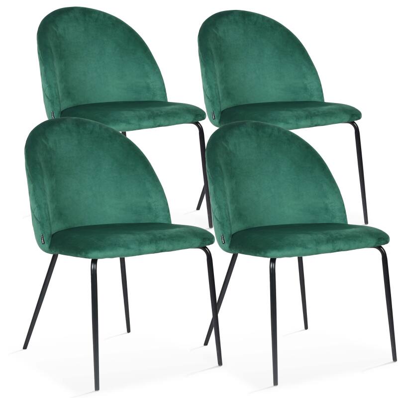 Set aus 4 Samt- und FSC®-Holzstühlen