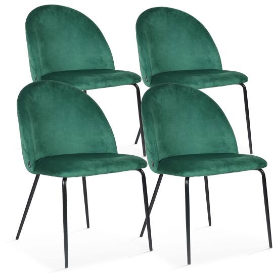 Set aus 4 Esszimmerstuhle aus Samt mit abgerundeter Rückenlehne | Oviala