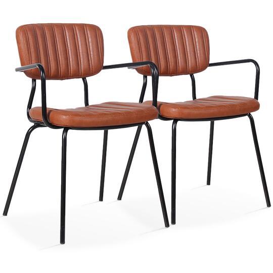 Set von 2 Esszimmerstuhl mit Armlehnen aus beschichtetem Textil und FSC®-zertifiziertem Holz
