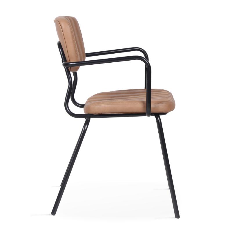 Set von 2 Esszimmerstuhl mit Armlehnen aus beschichtetem Textil und FSC®-zertifiziertem Holz 