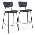 Set von 2 Hochstühlen aus beschichtetem Textil und FSC®-zertifiziertem Holz 