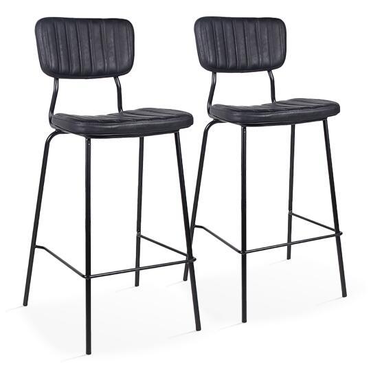 Set von 2 Hochstühlen aus beschichtetem Textil und FSC®-zertifiziertem Holz