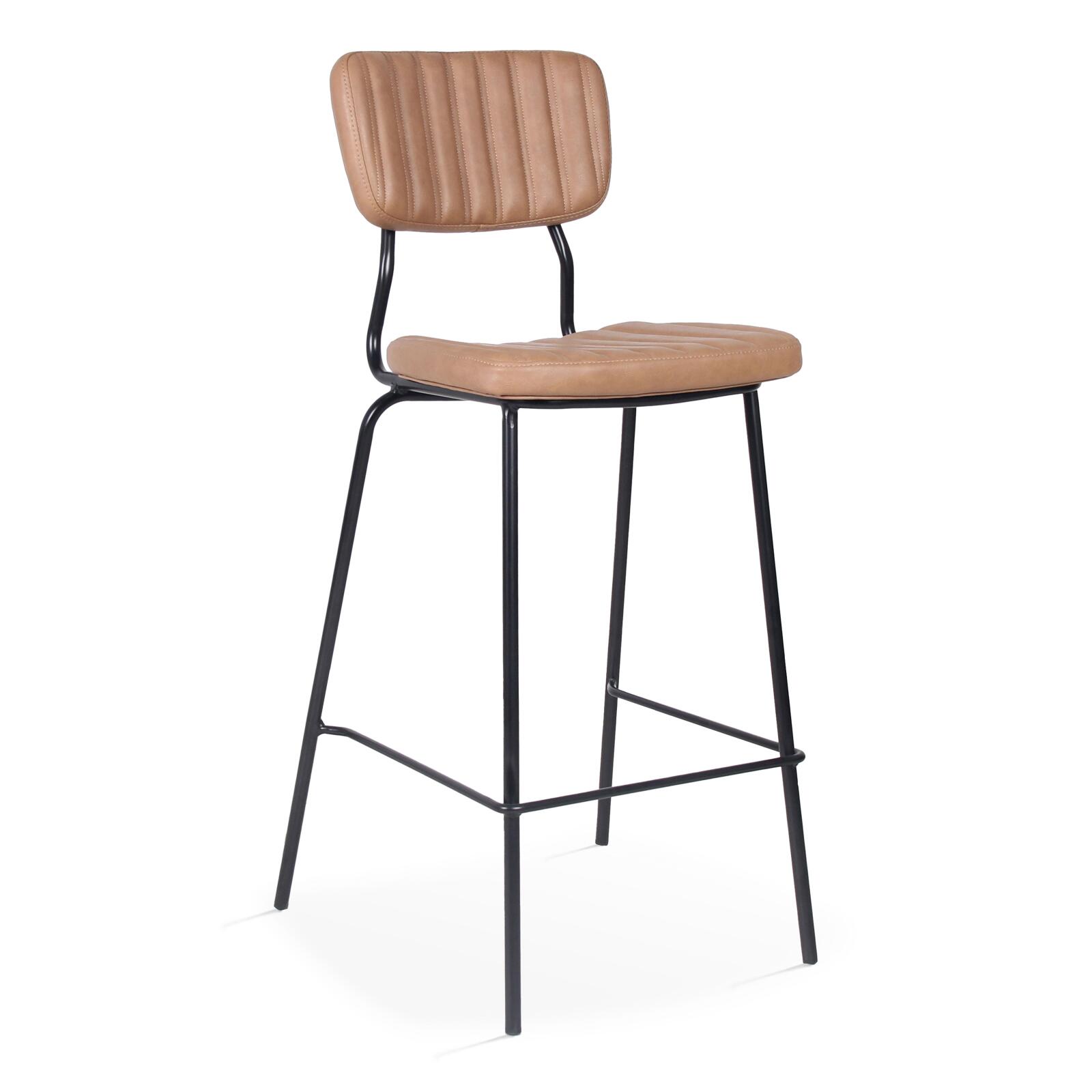 Set von 2 Hochstühlen aus beschichtetem Textil und FSC®-zertifiziertem Holz 