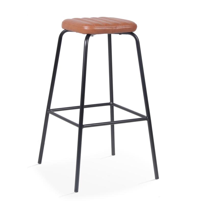 Set aus 2 hohen Schemeln aus beschichtetem Textil und FSC®-zertifiziertem Holz