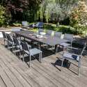 Rechteckiger, ausziehbarer Garten-Tisch aus Aluminium/Polywood mit 8 Stühlen und 2 Stühlen mit Armlehnen 