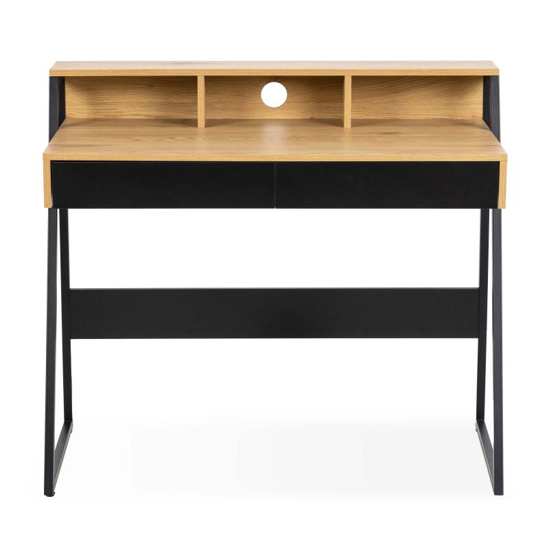 Schreibtisch mit Eichenfurnier und Metall, 100 x 55 cm 