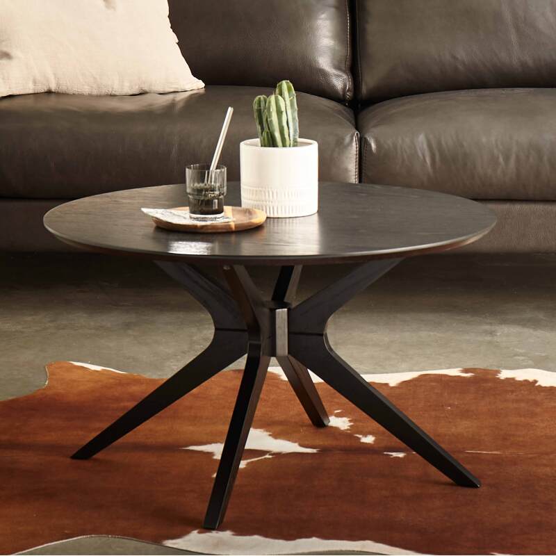 Couchtisch rund, aus Eichenholz, Ø80 cm, skandinavischer Stil - Lifestyle