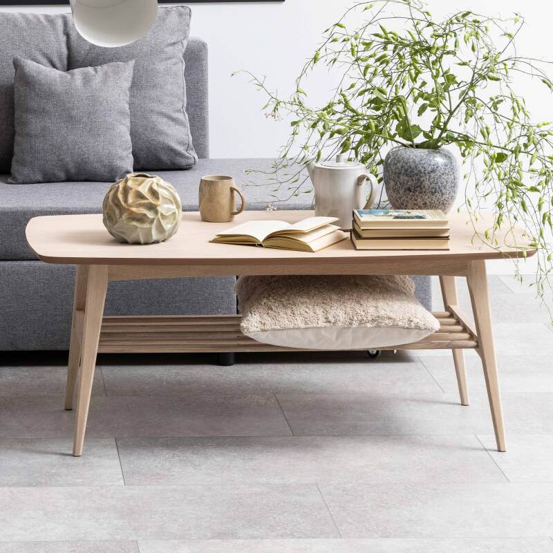 Rechteckiger Massivholz-Couchtisch aus Eiche, 120 x 60 cm