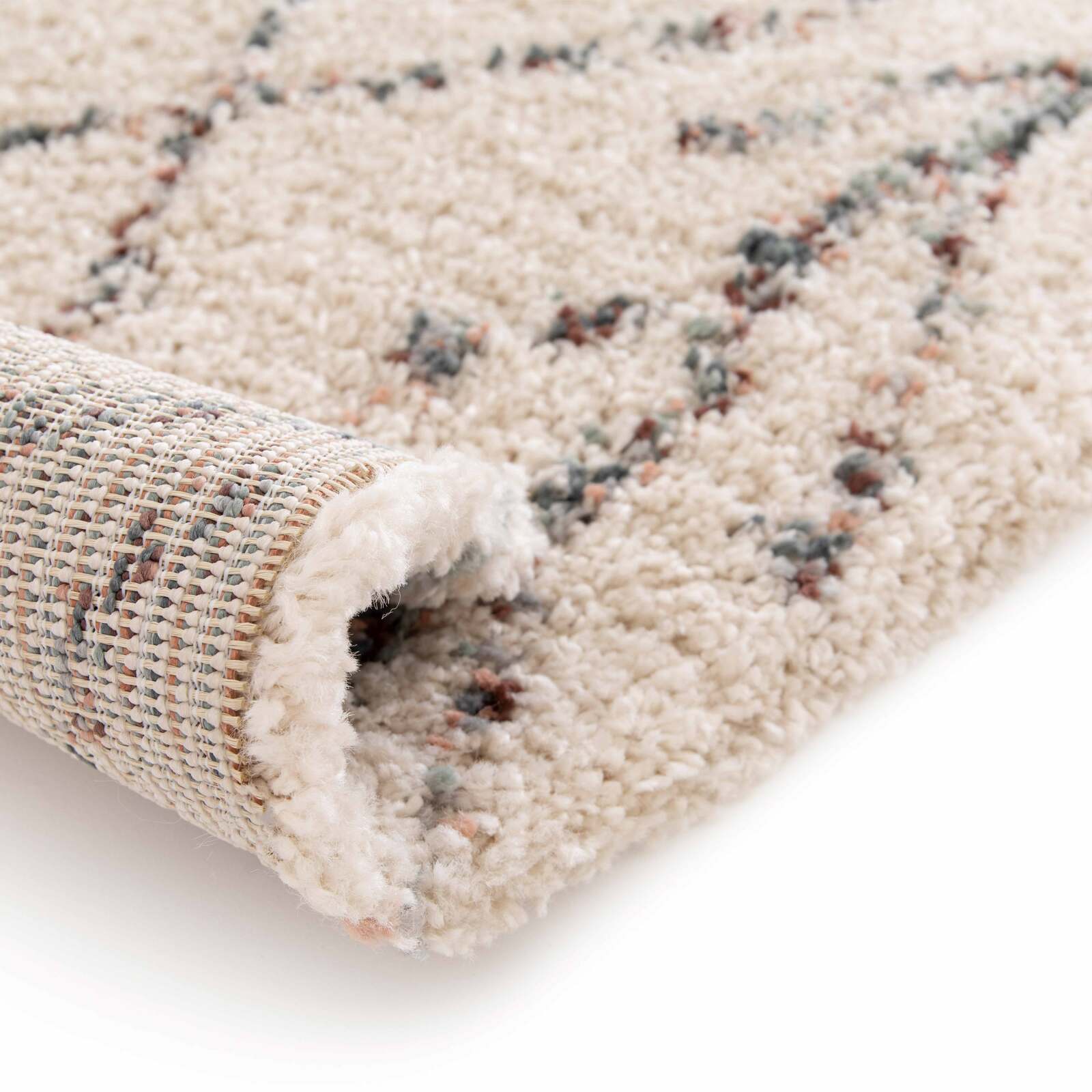 Rechteckiger Teppich aus langflorigem Polypropylen mit ethnischen Mustern 