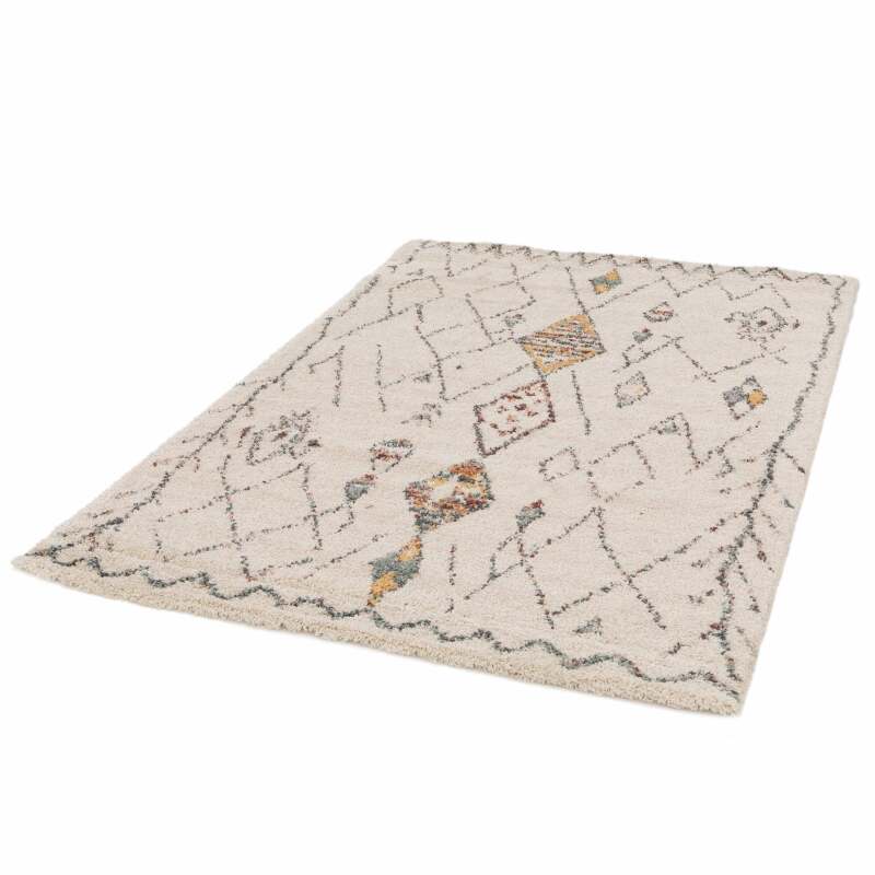 Rechteckiger Teppich aus langflorigem Polypropylen mit ethnischen Mustern