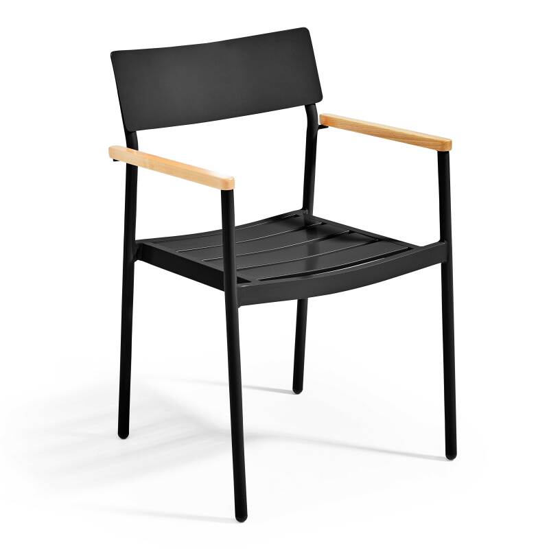 Gartenstuhl aus Aluminium und FSC®-Holz mit Armlehnen