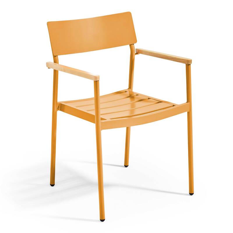 Gartenstuhl aus Aluminium und FSC®-Holz mit Armlehnen