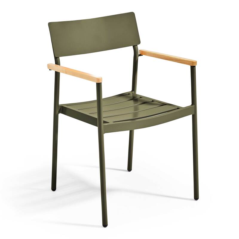 Gartenstuhl aus Aluminium und FSC®-Holz mit Armlehnen