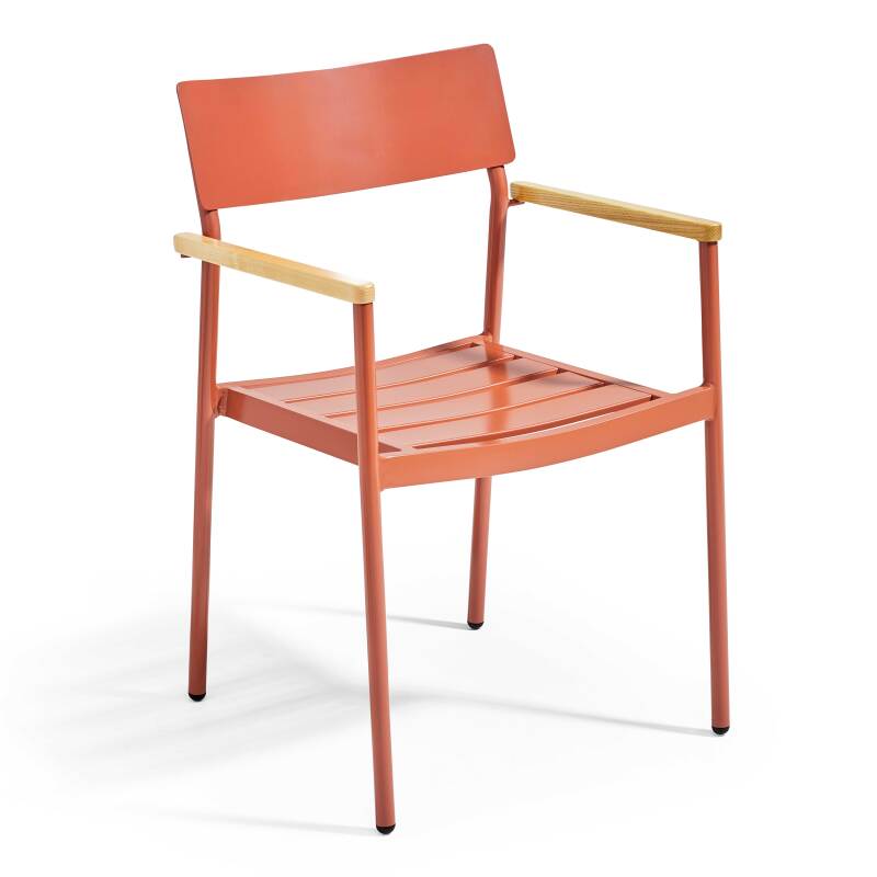 Gartenstuhl aus Aluminium und FSC®-Holz mit Armlehnen