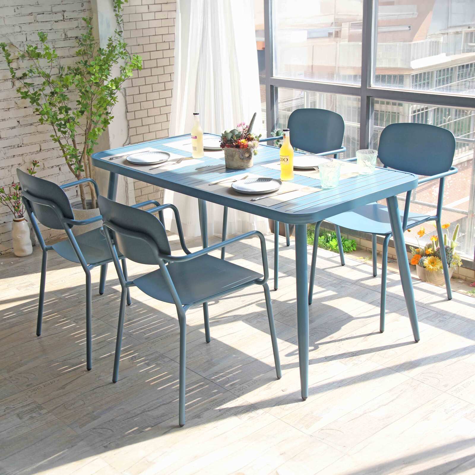 Rechteckiger Garten-Tisch (150 x 75 x 75 cm) aus Aluminium 
