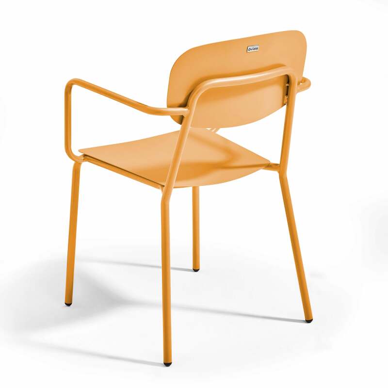 Quadratischer Gartentisch 75 x 75 cm und 2 Stühle mit Armlehnen aus Aluminium  (4/7)