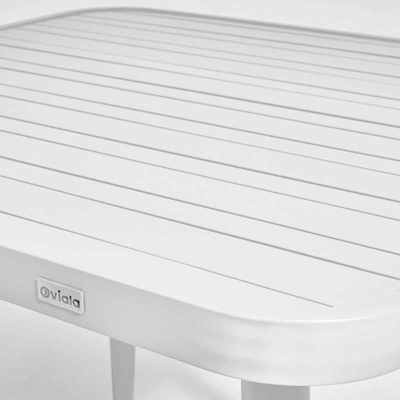 Quadratischer Gartentisch 75 x 75 cm und 4 Stühle mit Armlehnen aus Aluminium 