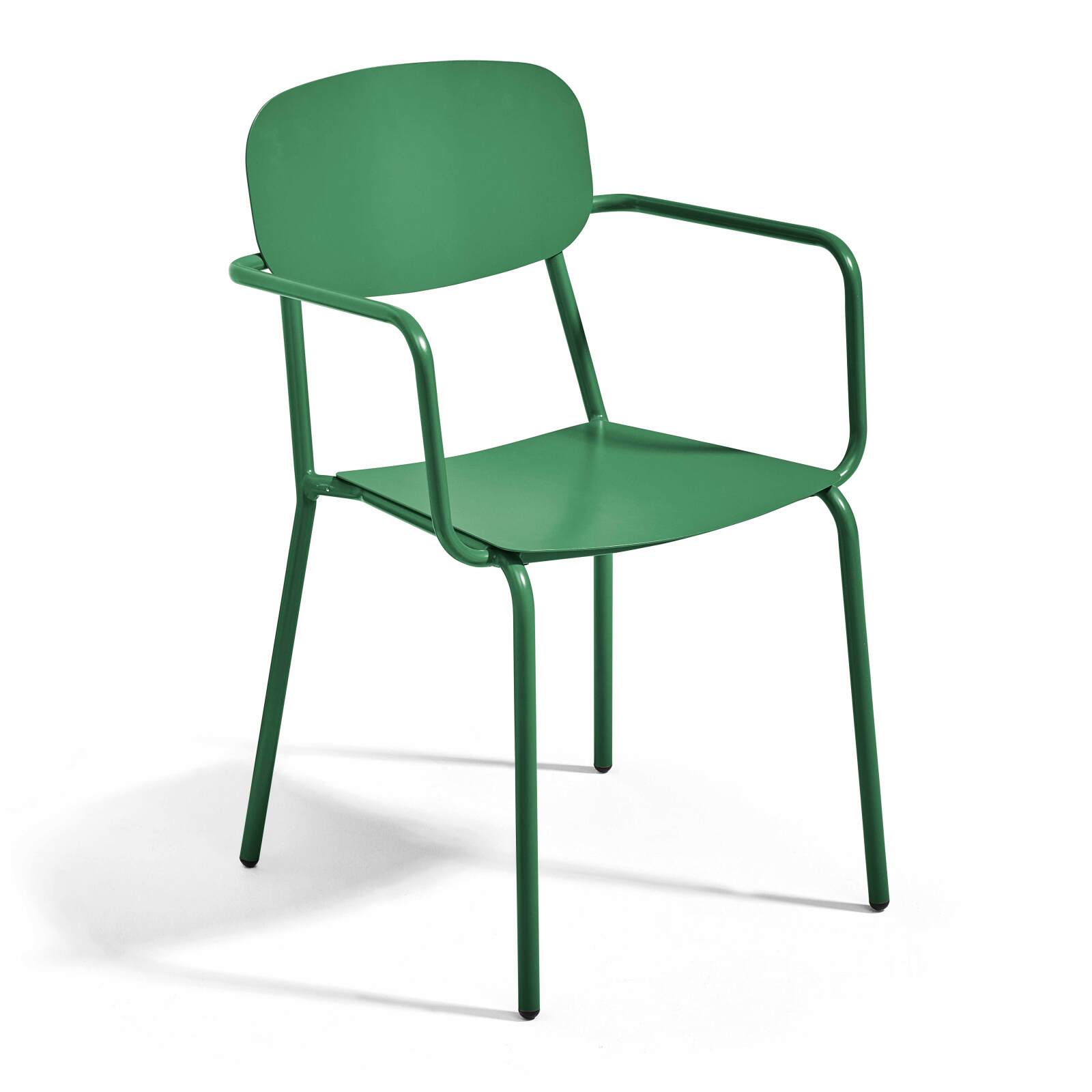 Quadratischer Gartentisch 75 x 75 cm und 4 Stühle mit Armlehnen aus Aluminium 