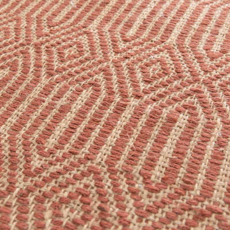 Rechteckiger Teppich mit Fransen aus naturbelassenem handgewebtem Jutefasern mit kurzem Flor  (3/4)