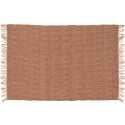 Rechteckiger Teppich mit Fransen aus naturbelassenem handgewebtem Jutefasern mit kurzem Flor