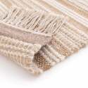 Rechteckiger gestreifter Teppich aus flach gewebter Wolle und Jute mit kurzem Flor
